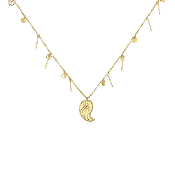 Gold plated cashmere pendants necklace, J04139-02-BSN,hi-res