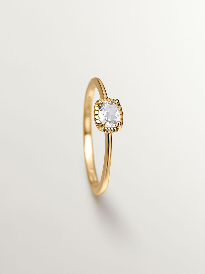 925 Silver ring bathed in 18K yellow gold with white topaz. image number 4