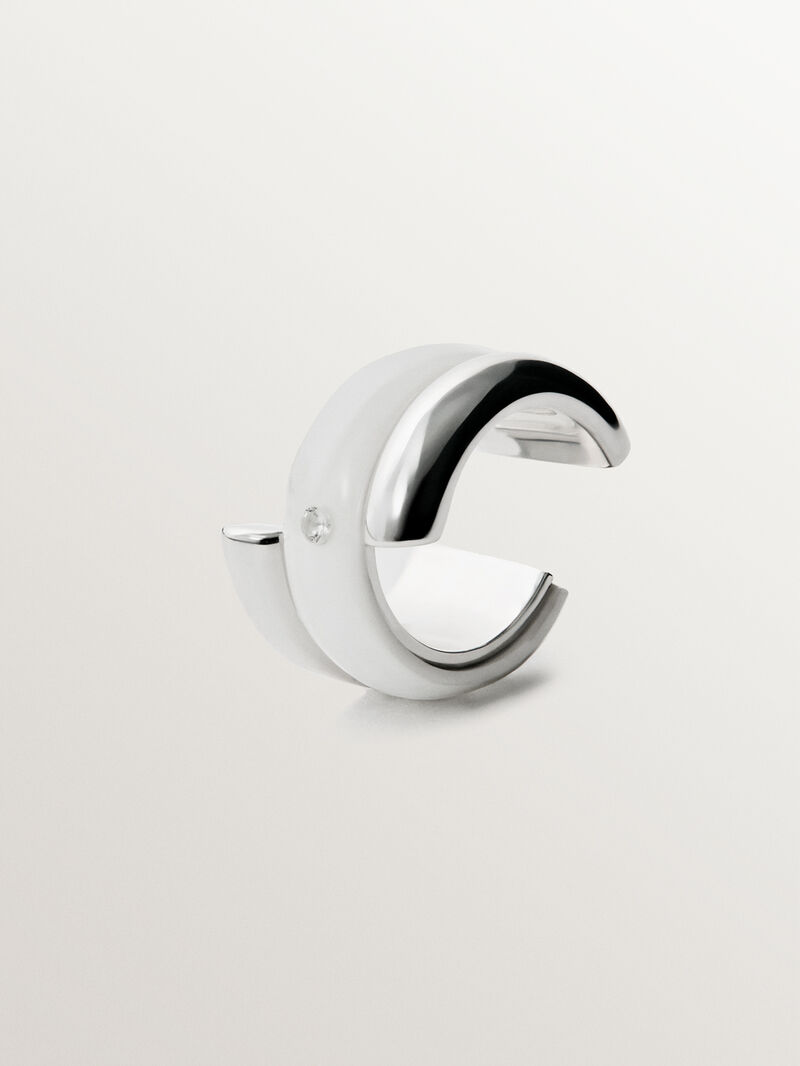 925 silver earcuff earring with zircon suspended in resin image number 2