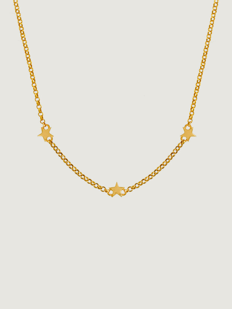 925 Silver Necklace bathed in 18K yellow gold with stars image number 0