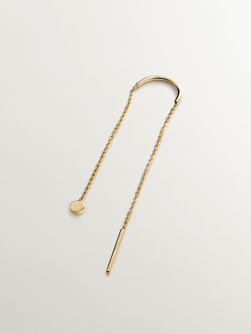 Single long 9K yellow gold earring with chain image number 0