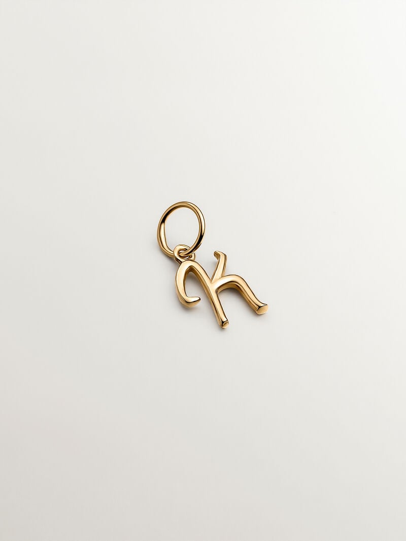 925 Silver charm bathed in 18K yellow gold with initial K. image number 0