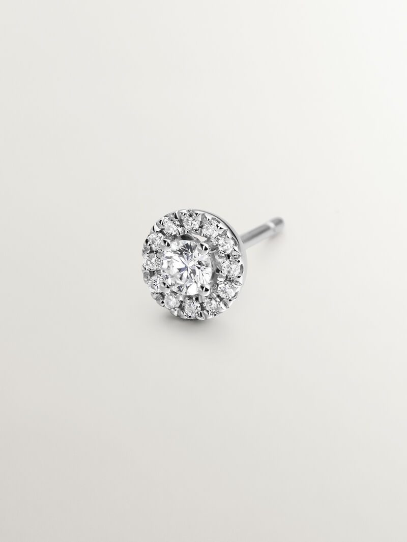 18K white gold single earring with diamond rosette 0.16 cts image number 2