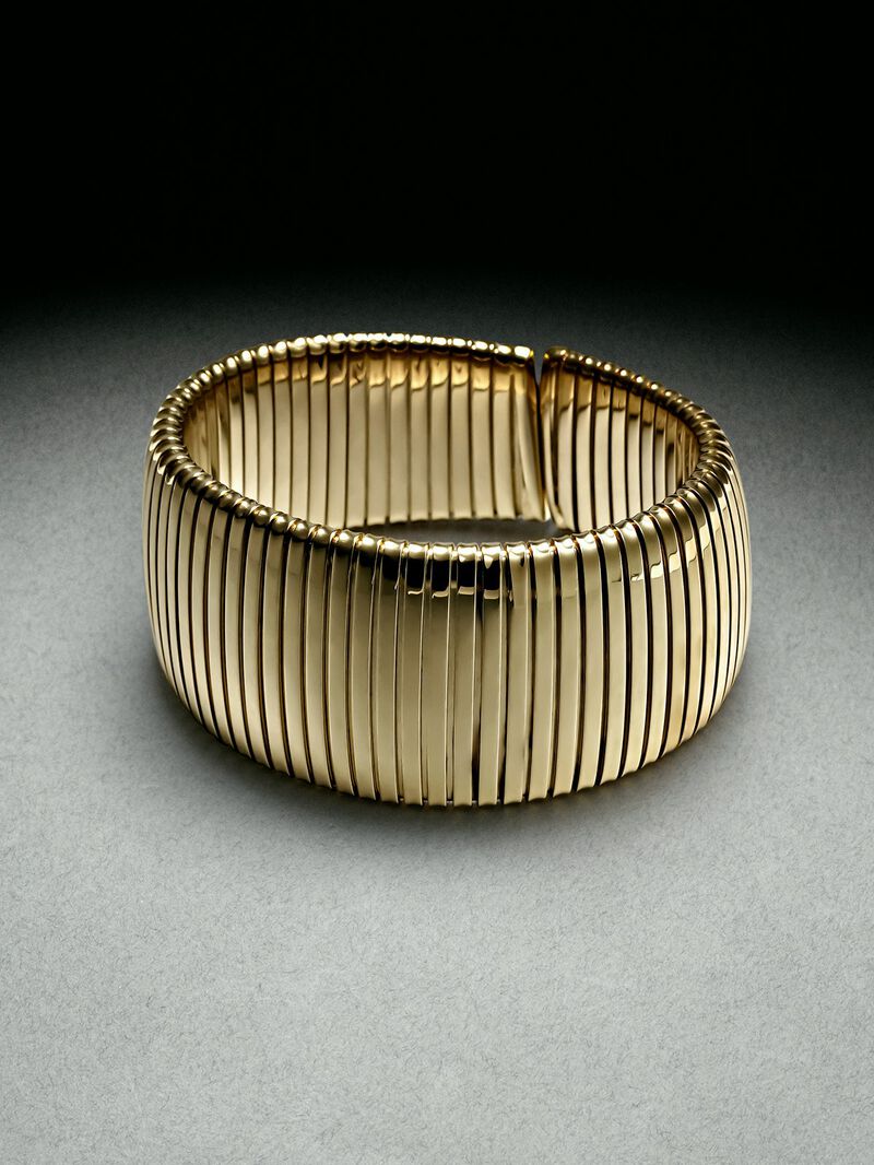 Tubogas L bracelet in 925 sterling silver plated with 18K yellow gold image number 1