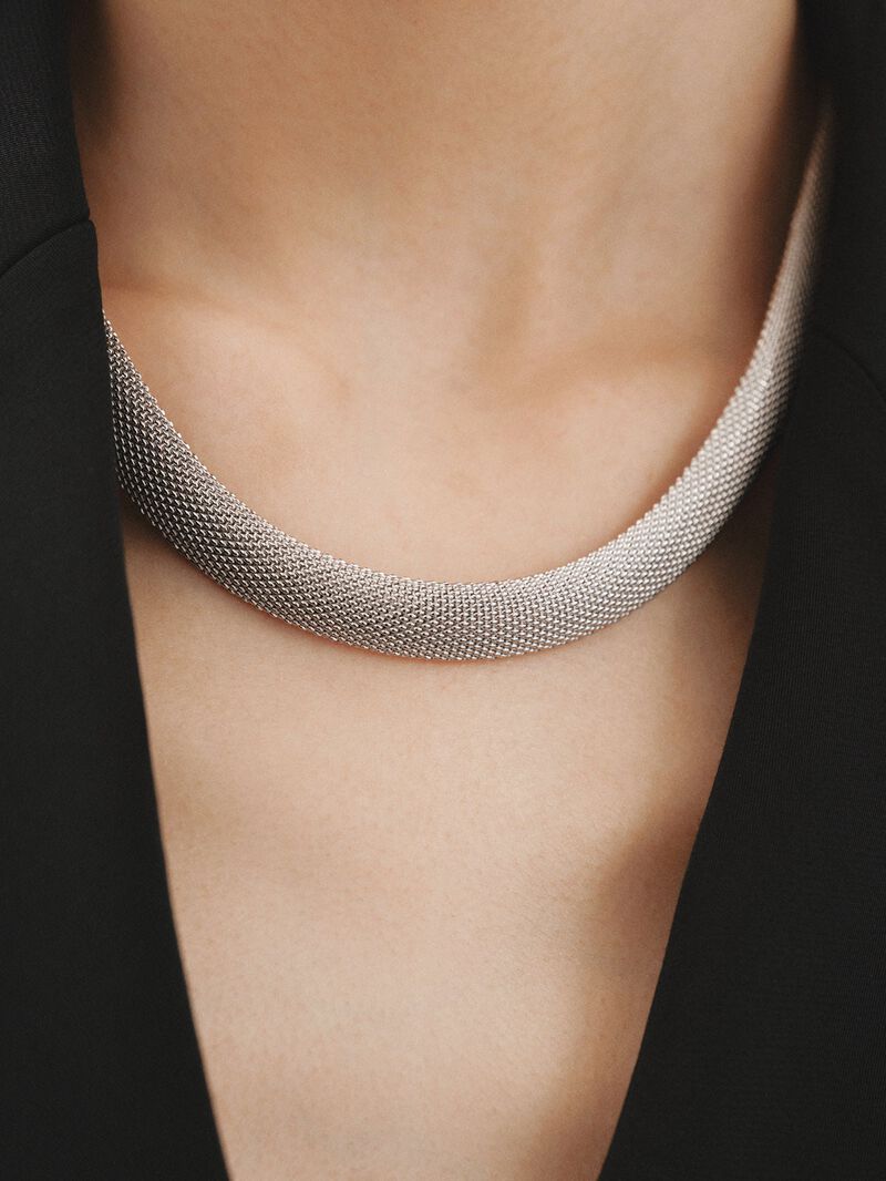 Rigid 925 silver pendant with mesh image number 1