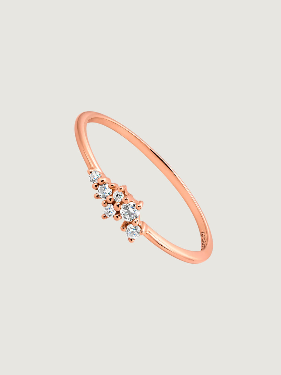 9K pink gold triplet 0,074 ct diamonds solitaire ring, J04954-03, hi-res