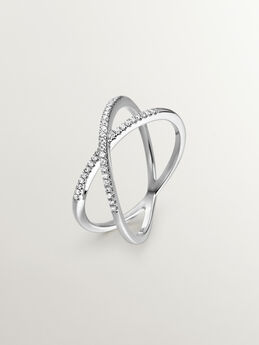 Bague croisée diamants or blanc 0,09 ct , J03937-01-09,hi-res