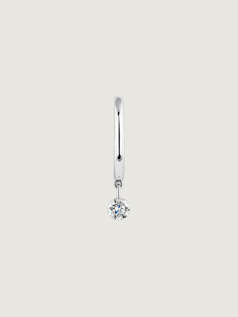 Individual small hoop earring made of 18K white gold with 0.08 cts diamond. image number 0