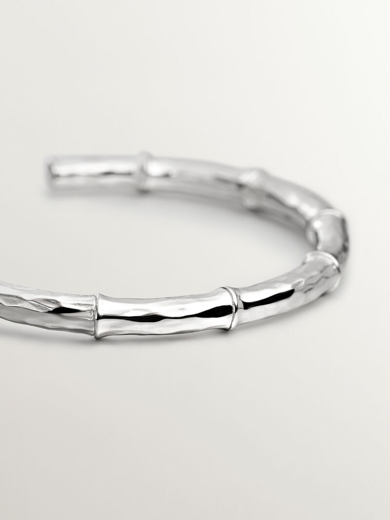 Bangle type bracelet made of 925 silver with bamboo texture. image number 4