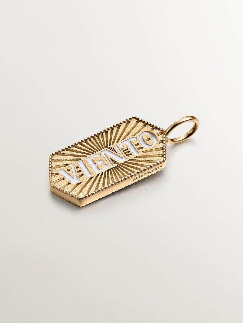 925 silver charm bathed in 18k yellow gold wind with white enamel image number 1