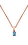 Rose gold plated necklace with blue topaz , J03280-03-LB