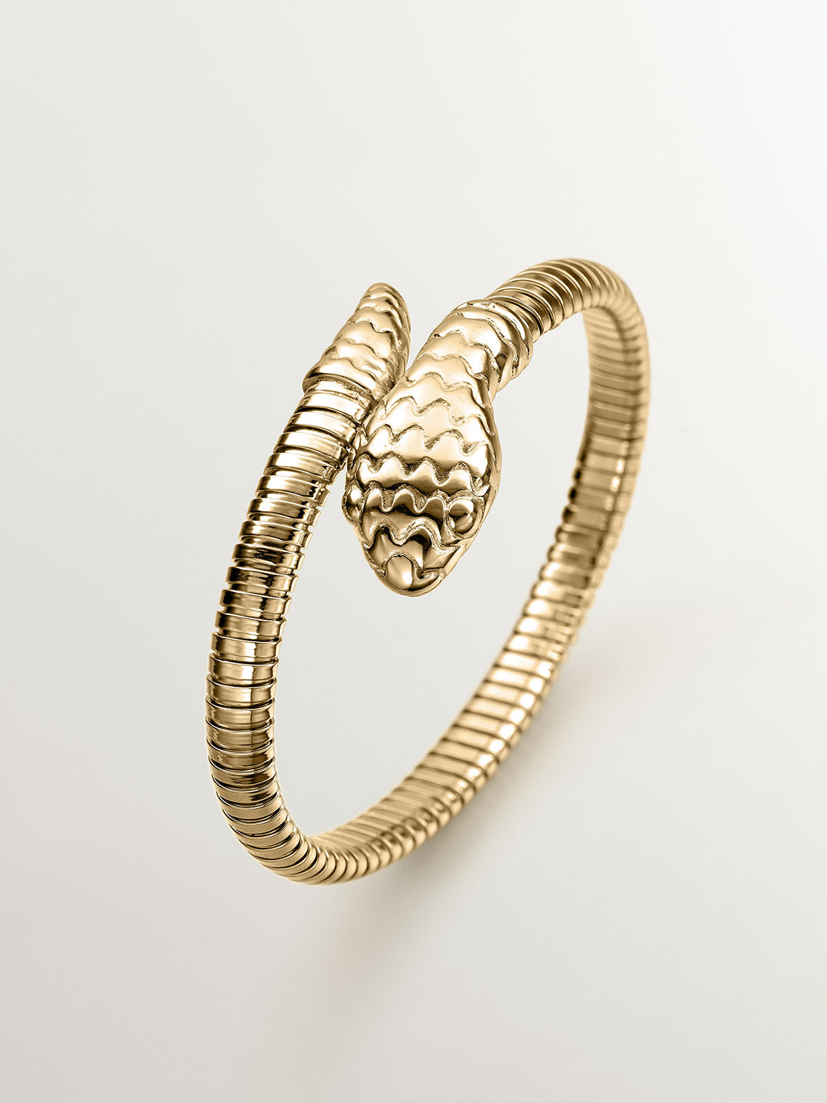18K Yellow Gold Plated 925 Sterling Silver Rigid Bracelet with Snake Design Aristocrazy