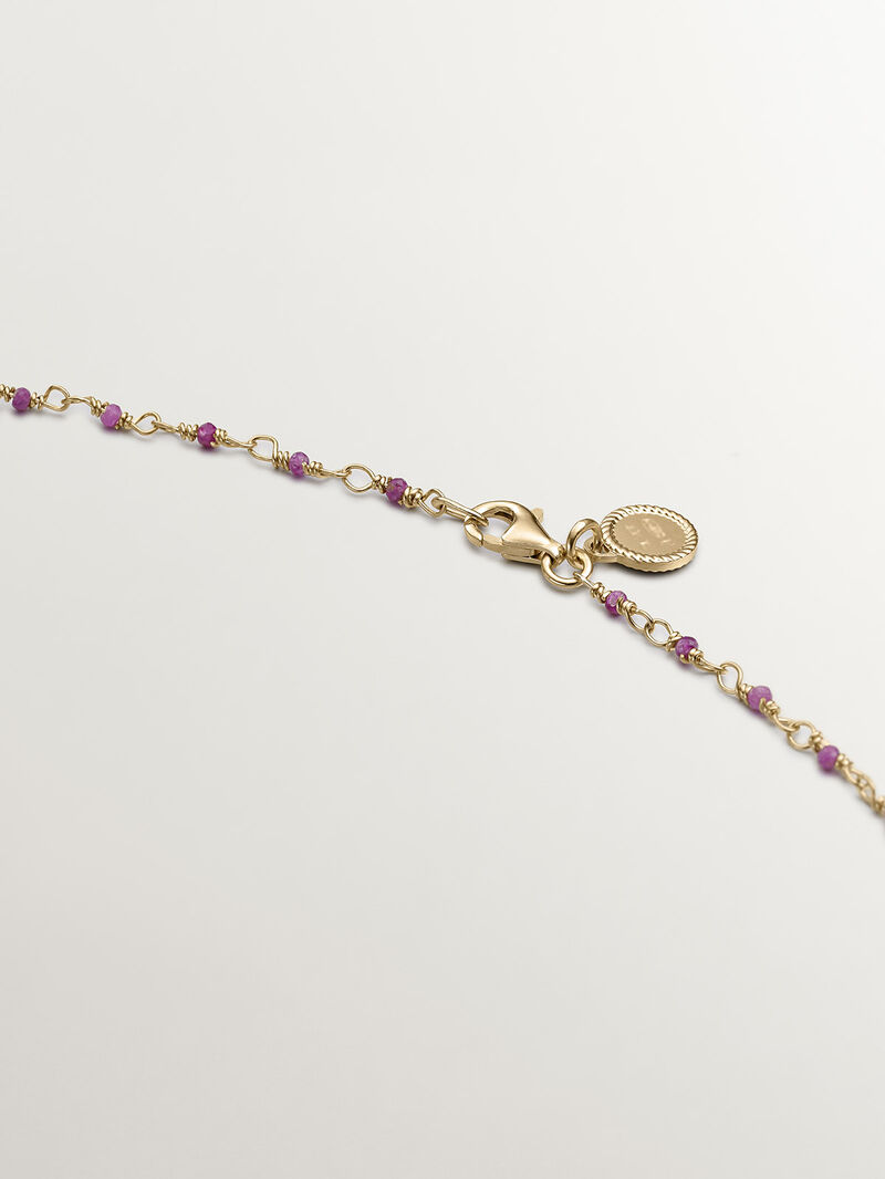 925 Silver chain bathed in 18K yellow gold with pink ruby beads. image number 2