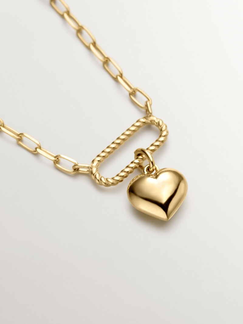 925 Silver Silver Link Collar in 18k yellow gold with a heart image number 2