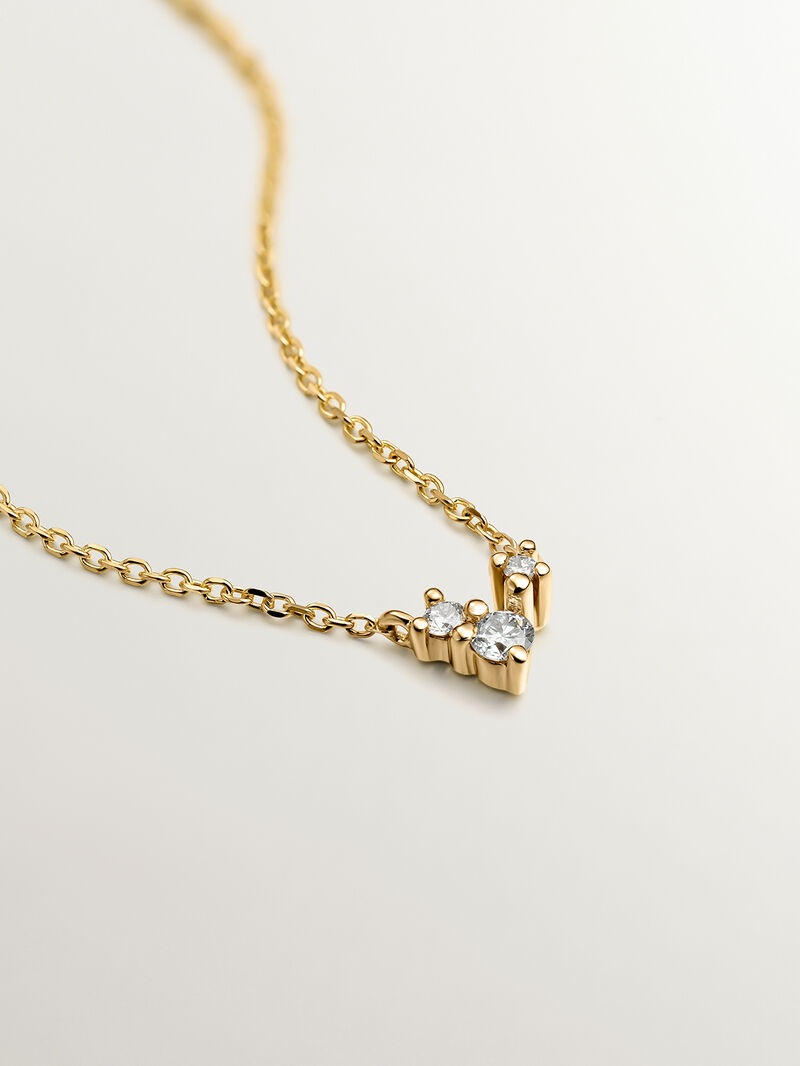 18K yellow gold pendant with three diamonds image number 2