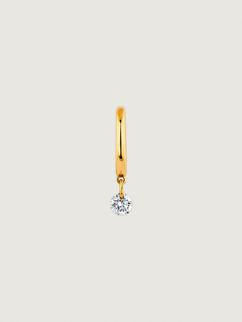 Individual small hoop earring made of 18K yellow gold with a 0.08 cts diamond. image number 0