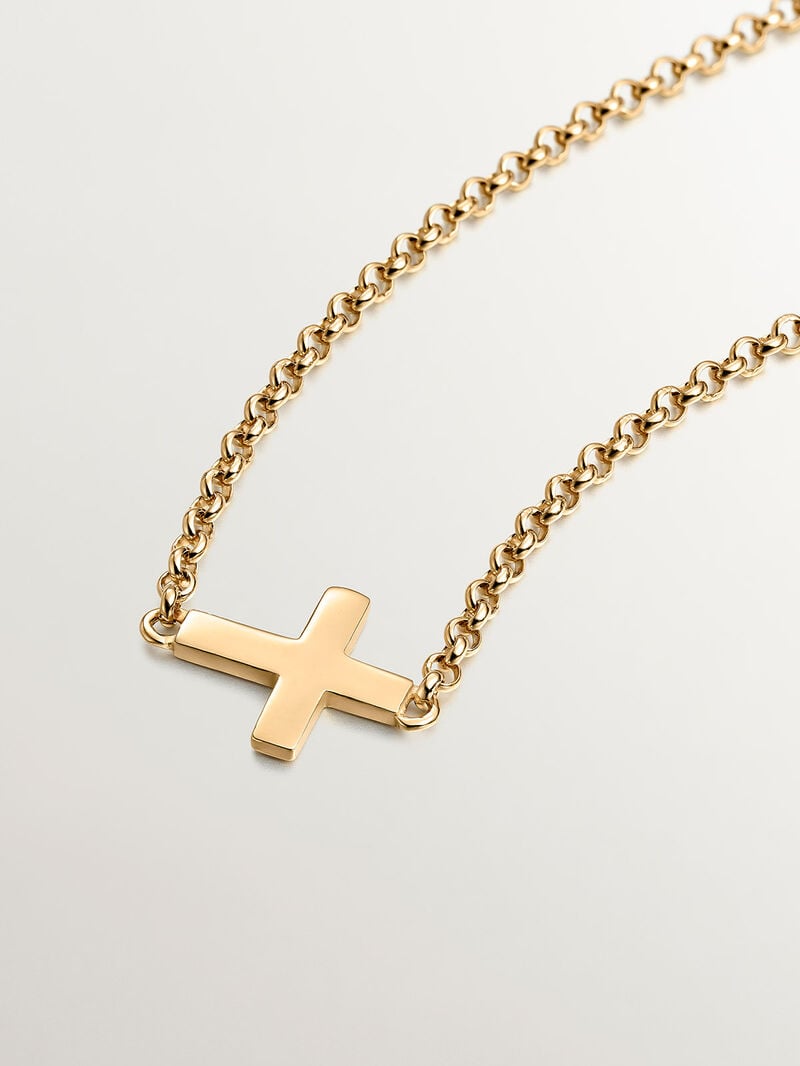 925 Silver bracelet bathed in 18K yellow gold with cross image number 4
