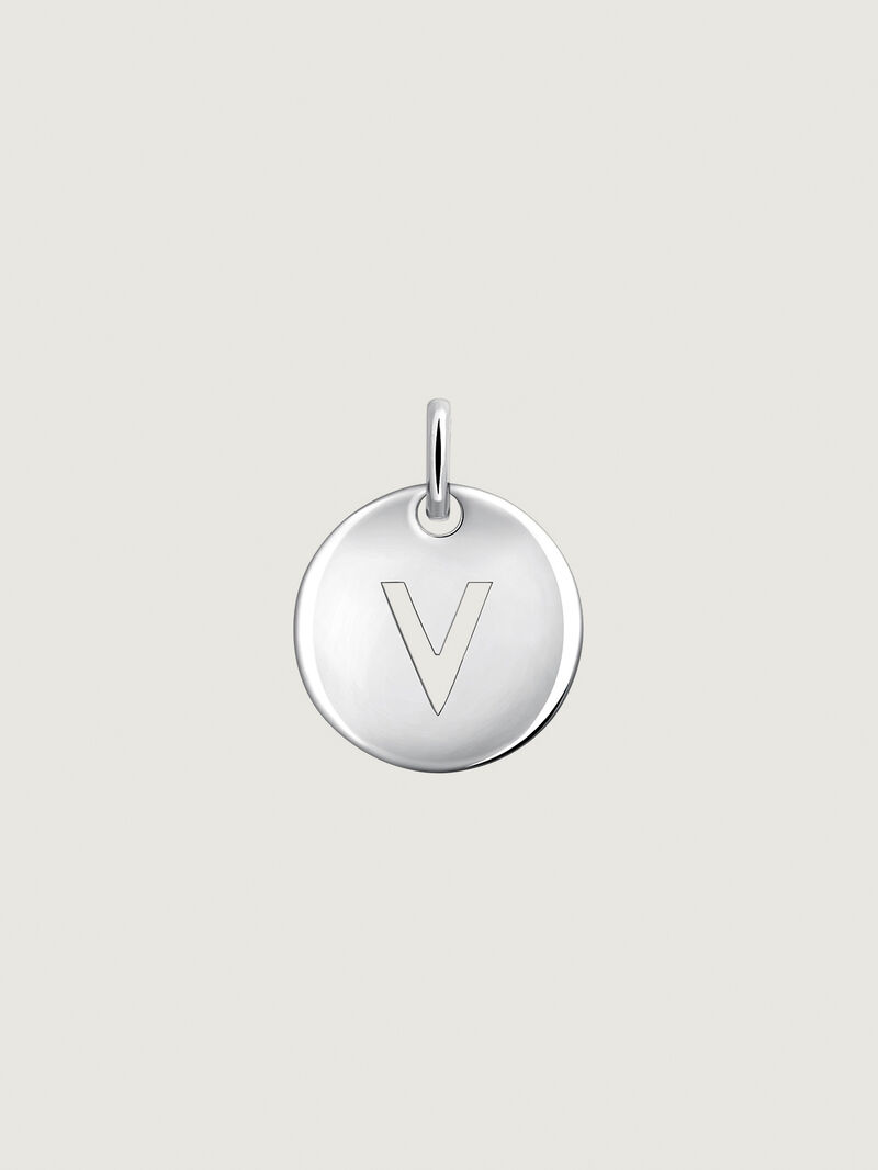 925 Silver Charm with Initial V image number 0