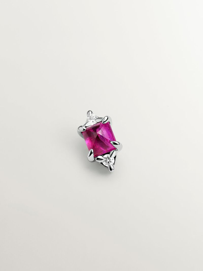 Individual 18k white gold pending with red ruby ​​and white diamonds image number 0