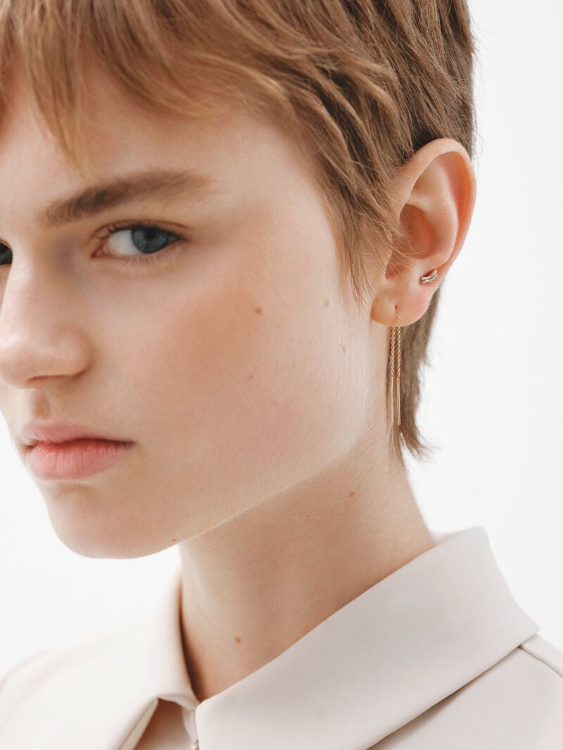 Individual piercing in 18K yellow and white gold with brilliant-cut white diamonds. image number 5