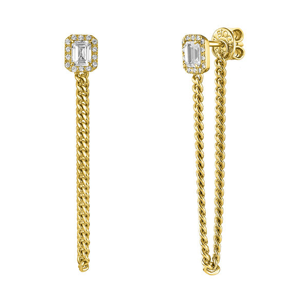 Gold-plated silver topaz chain earring, J04925-02-WT,hi-res