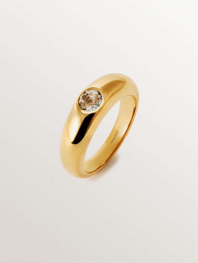 18K yellow gold plated 925 silver ring with white topaz image number 0