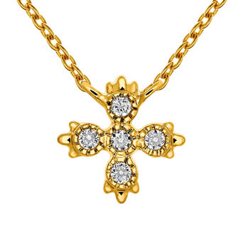 Gold necklace five diamonds 0.03 ct , J03396-02, mainproduct