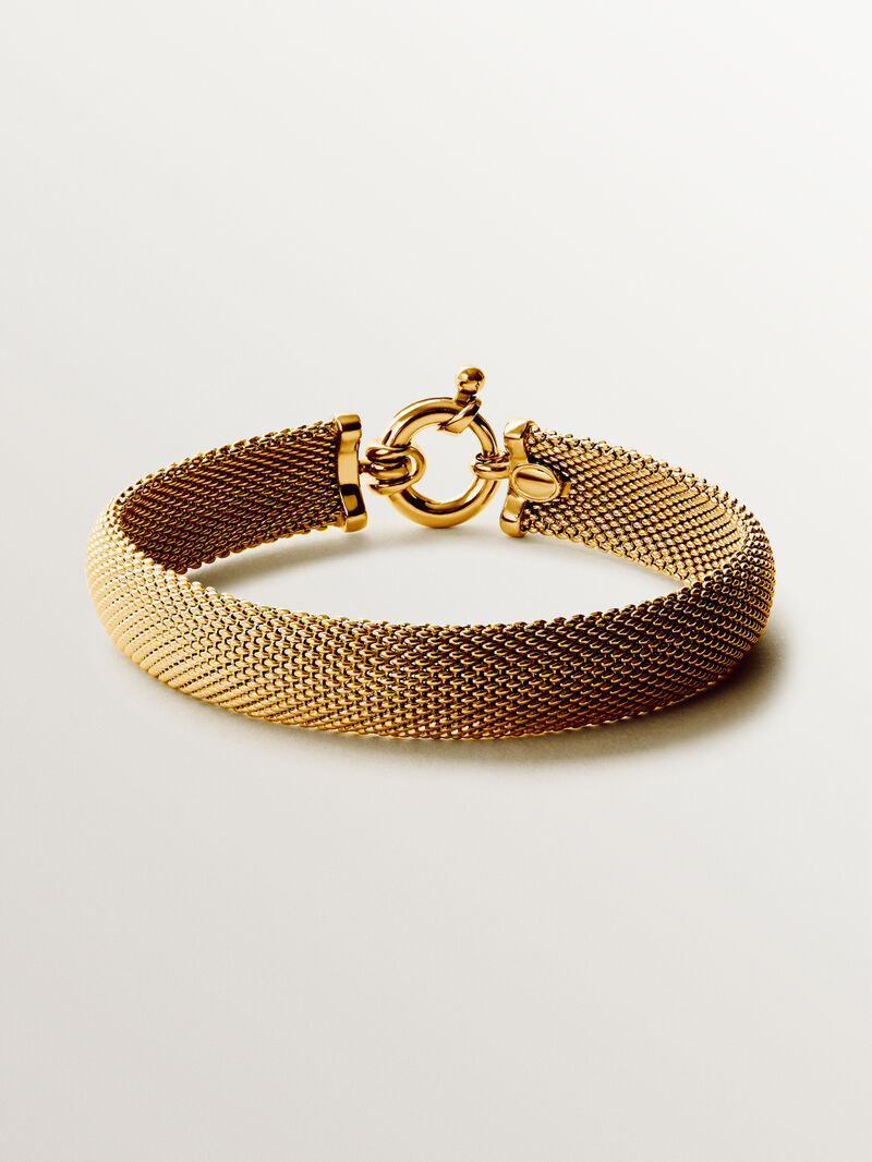 Rigid 18K yellow gold plated 925 silver bracelet with mesh image number 0