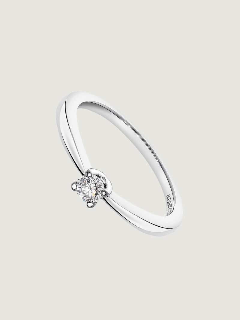 18K White Gold Solitaire Ring with 0.15cts Diamond image number 0