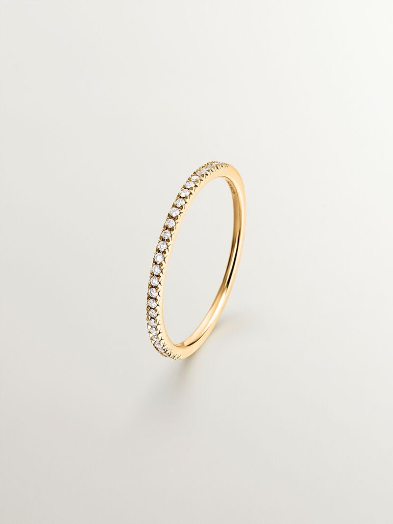 18K yellow gold ring with brilliant cut diamonds image number 0