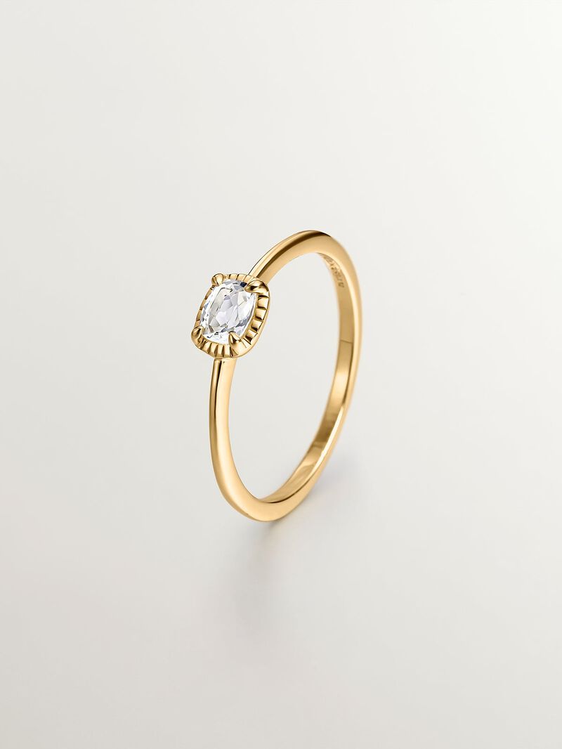 925 Silver ring bathed in 18K yellow gold with white topaz. image number 0