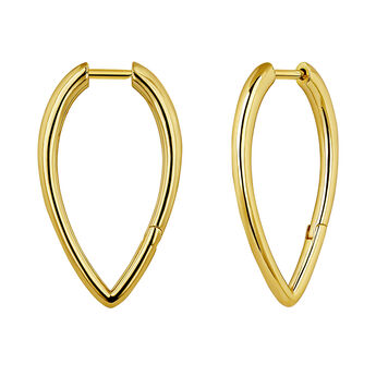 Large gold-plated silver teardrop hoop earrings , J04646-02, hi-res