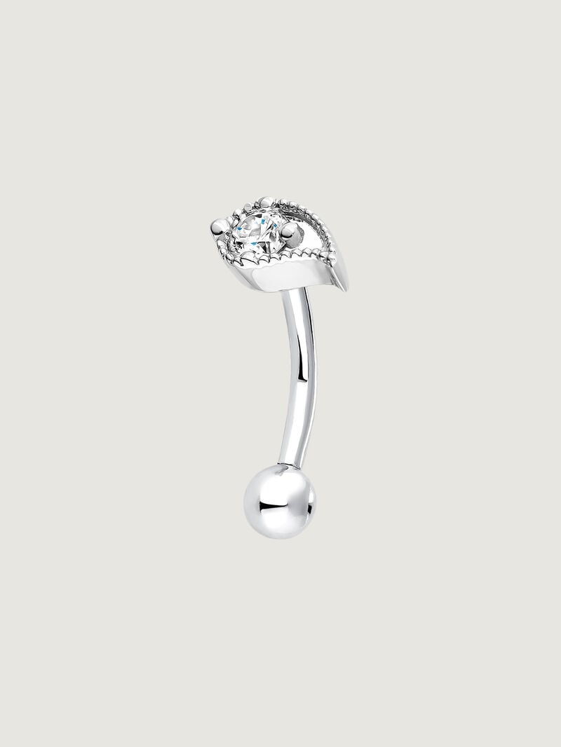 Individual 9K white gold earring with diamond in teardrop shape. image number 1