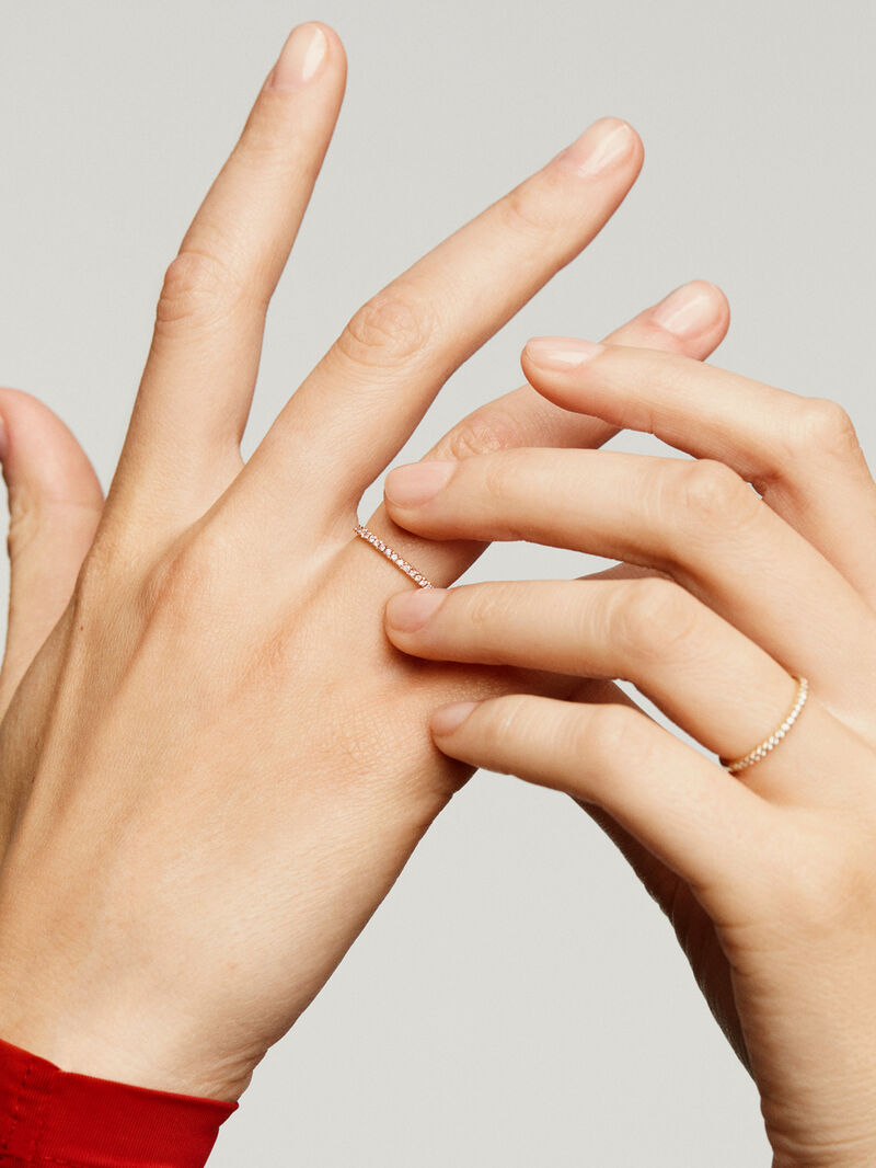 18K rose gold ring with diamonds image number 5