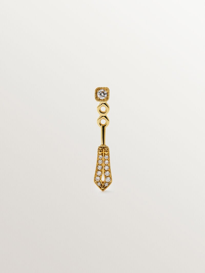 Pendiente individual de oro amarillo de 18K con diamantes en talla brillante image number 0