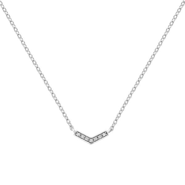 Silver v-shape necklace with topaz, J03293-01-WT,hi-res