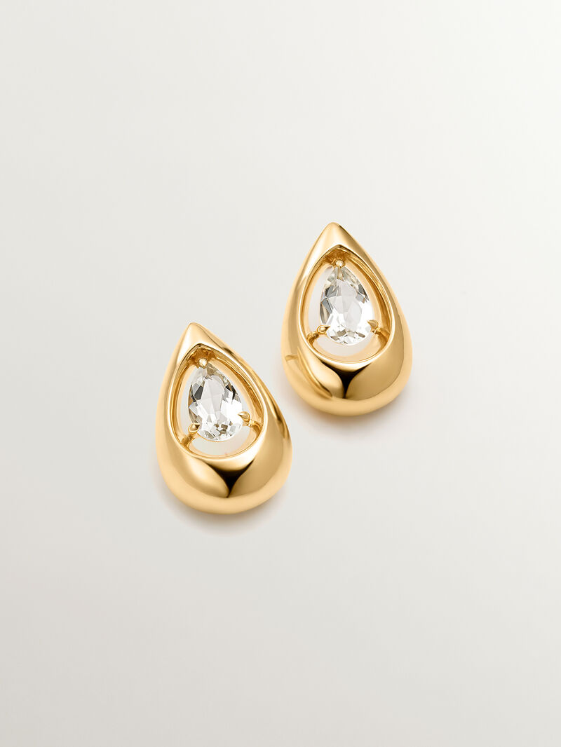 18K yellow gold plated 925 silver earrings with white topazes image number 0