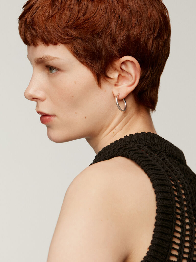Medium-sized 925 silver hoop earrings image number 3