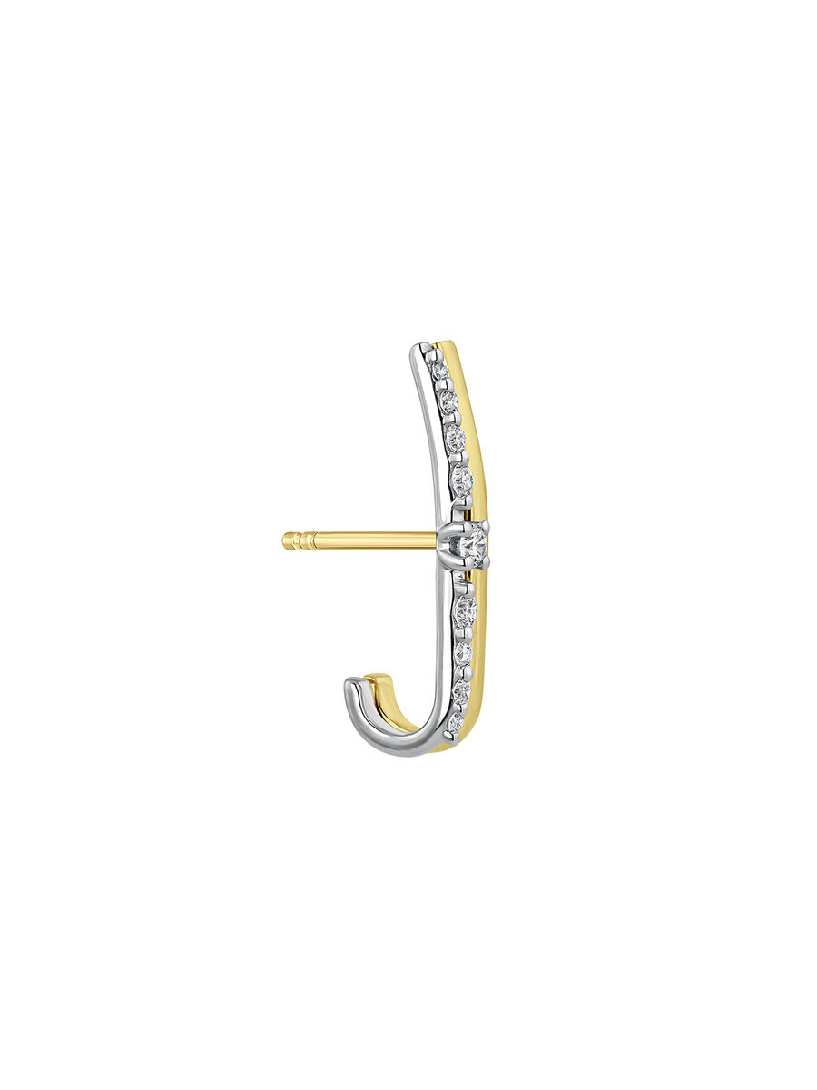 Grimpeur d’oreille à l’unité droit en or jaune et blanc 18 K avec des diamants , J05308-09-H-R-I2, hi-res
