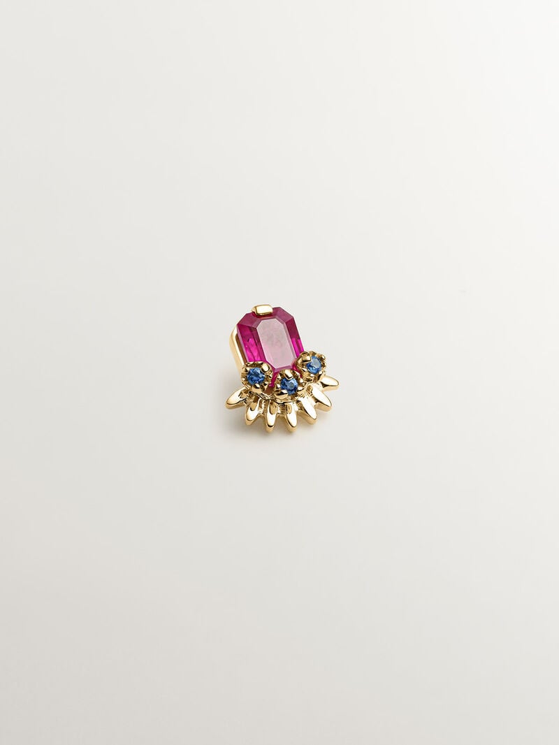 18K Yellow gold piercing with ruby and blue sapphires. image number 0