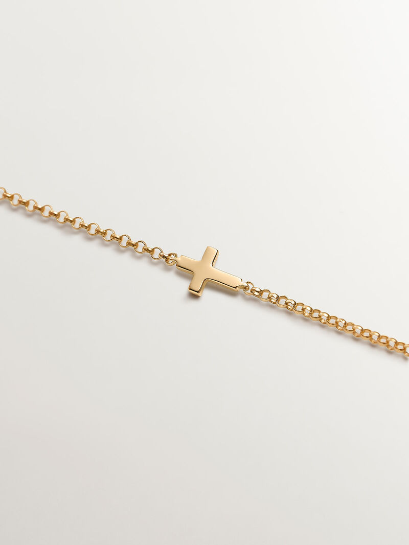 9K Yellow Gold Bracelet with Cross image number 4
