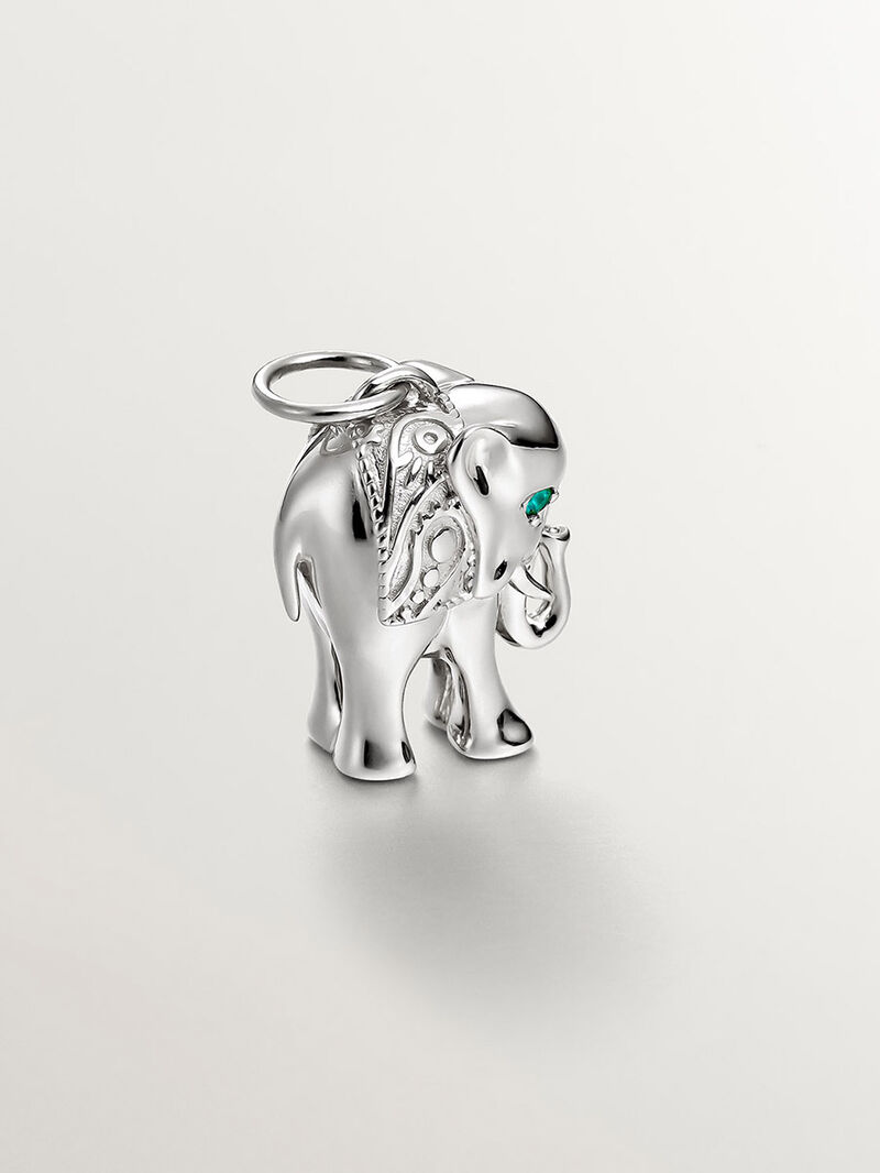 925 silver charm with green ónix and elephant shape image number 2