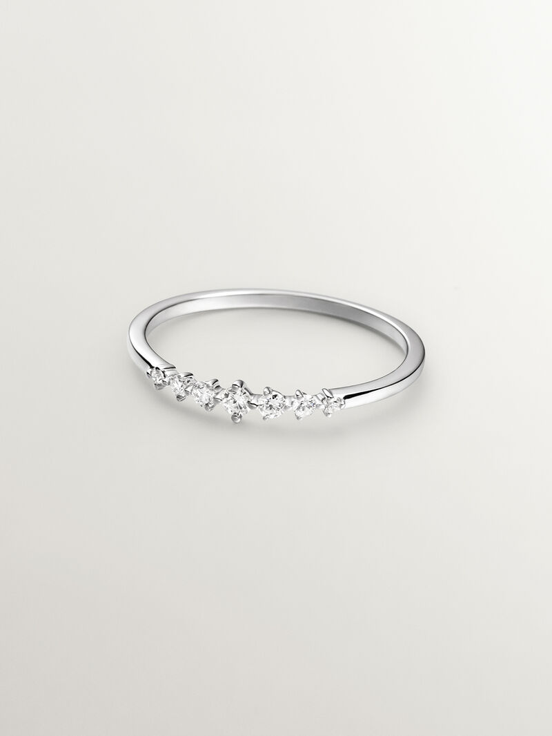 18K white gold ring with brilliant cut diamonds image number 2