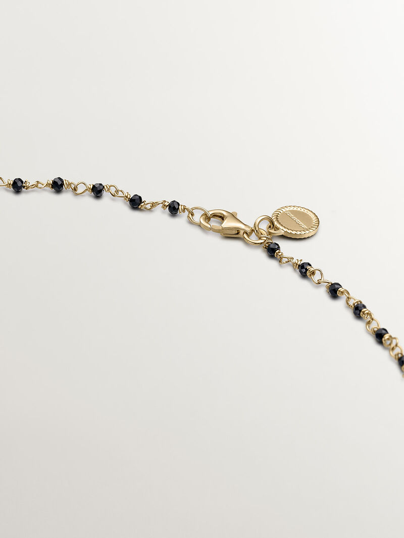 925 Silver chain plated in 18K yellow gold with black spinels. image number 2