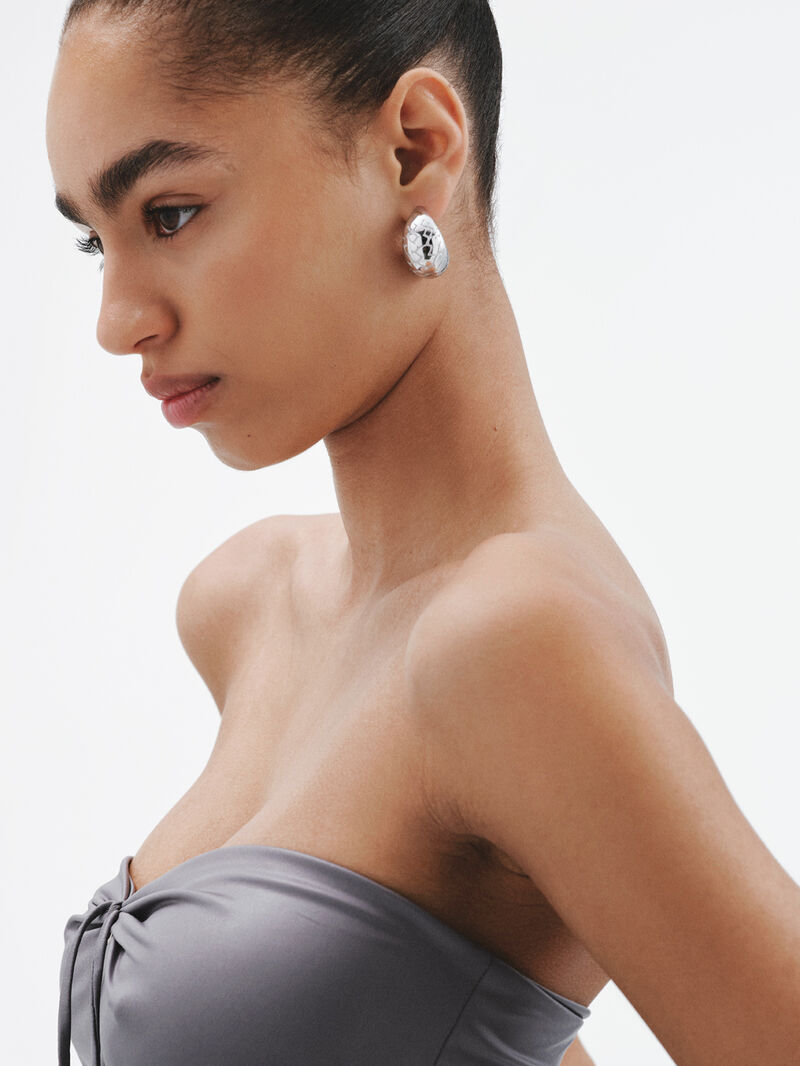 925 silver and snake texture drop earrings image number 1