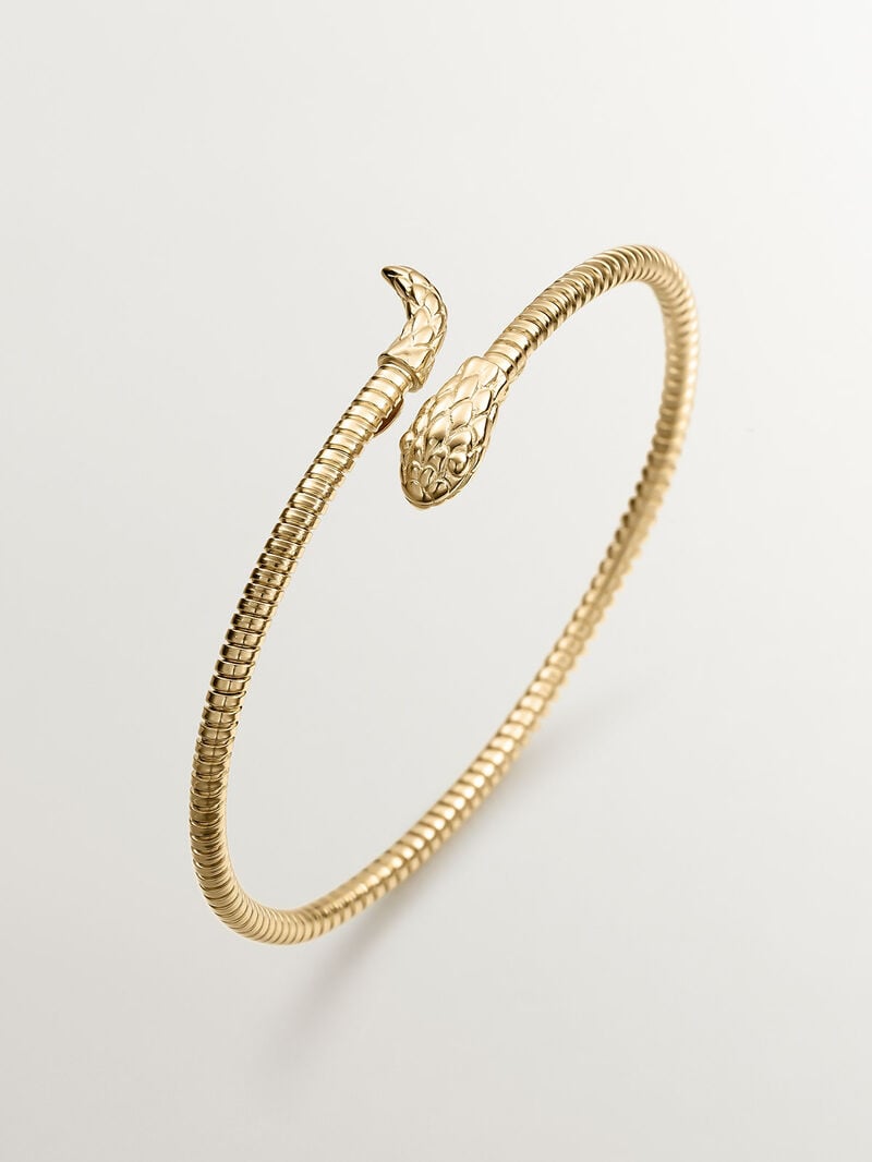 925 Silver bracelet bathed in 18K yellow gold with a snake design. image number 0