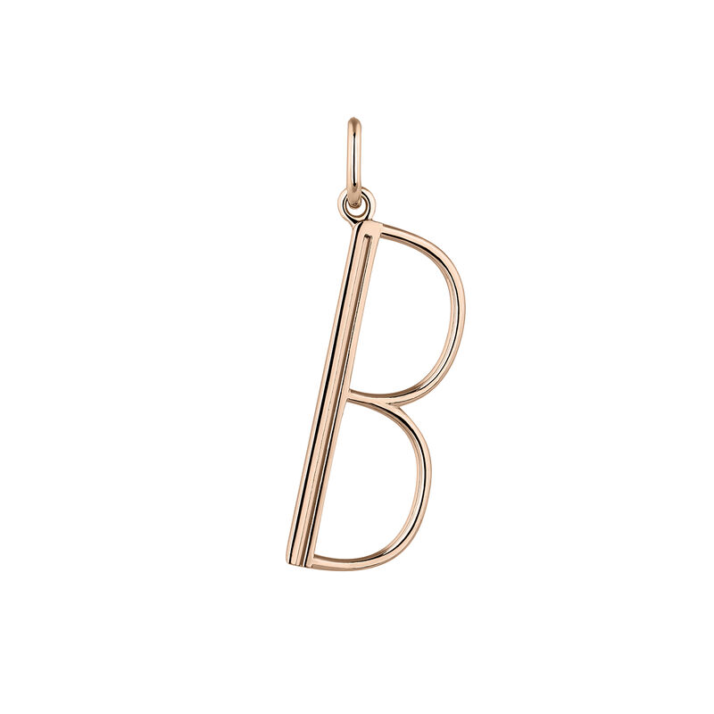 Large rose gold-plated silver B initial charm  , J04642-03-B, hi-res