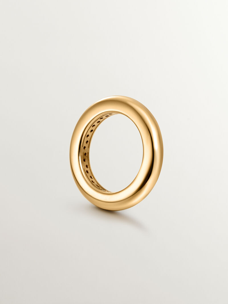 925 thick silver ring in 18k yellow gold image number 4