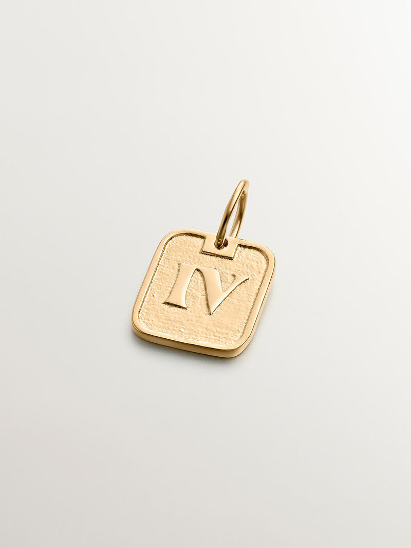 925 silver charm bathed in 18k yellow gold with number 4 image number 0