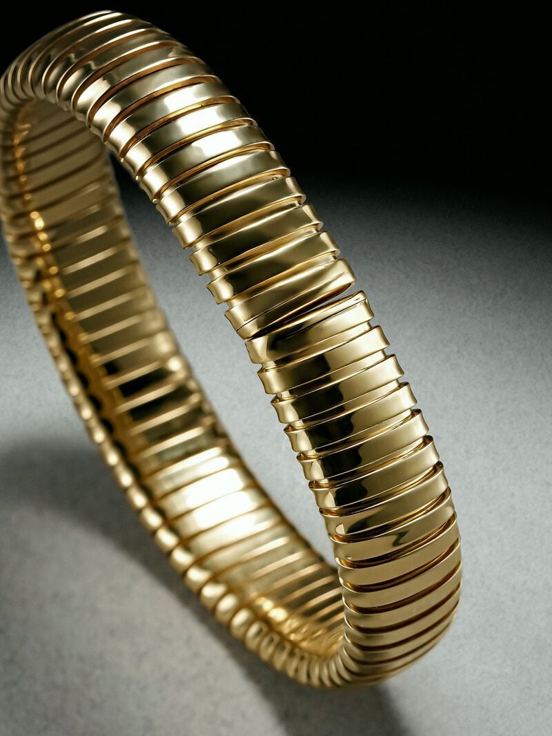 Tubogas M bracelet in 925 sterling silver plated with 18K yellow gold image number 4
